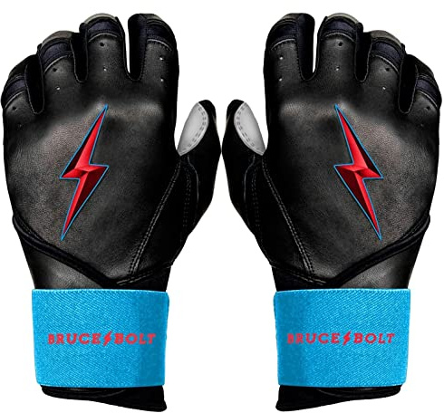 BRUCE BOLT BRINSON Series Long Cuff Batting Glove, Black, Medium