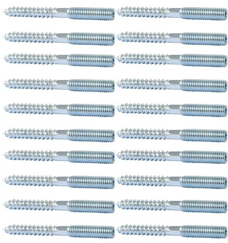 Trukafie Lot de 20 Vis à Double Filetage M8 x 80mm, Cheville à Double Extrémité pour le Raccordement de Meubles en Bois