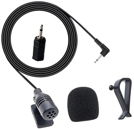 MICMXMO Autoradio Mikrofon 3,5 mm Kompatibel mit Pioneer Sony Boss JVC Kenwood Jensen Alpine Externe Mic für Fahrzeug Audio Stereo GPS CD DVD,3M Kabel, 3,5mm Buchse Auf 2,5mm Stecker Adapter