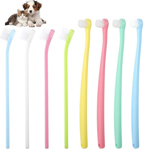 HekouJiub 8 Stück Zahnbürste Katze Hund Klein Weiche Borsten Zahnbürsten Katzenzahnbürste Mini Katzen Zahnbürste Tragbar Haustier Katzen- und Hundezahnbürste für Kleinen Rassen Zahnpflege