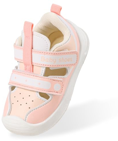 LACOFIA Sandali Neonata Scarpe Primi Passi Bimba Estive con Suola Gomma Antiscivolo Rosa 17 EU(Etichetta 15)