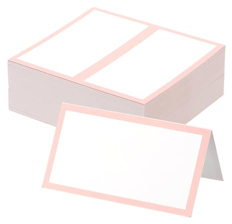 PATIKIL Lot de 50 marque-places vierges pour table de mariage, réception, buffet, 8,9 x 5,1 cm, rose clair