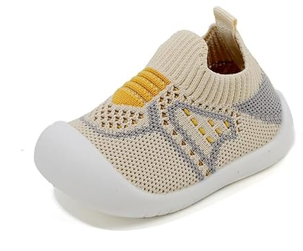 Chaussures pour bébé avec semelle souple, chaussures antidérapantes en maille respirante, chaussures d'apprentissage à enfiler pour bébé de 0 à 3 ans, kaki, 2-3 ans