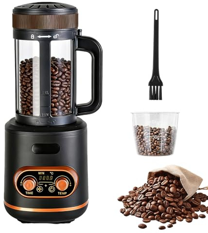 TECKZOON Tostatrice per caffè ad aria calda 200 g, macchina automatica da 2200 W per chicchi di caffè, contenitore chicchi separato, temperatura e timer regolabili in continuo, ideale per casa e bar