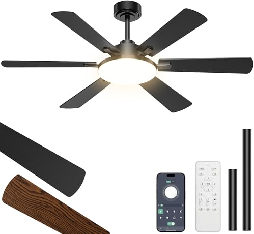 ROTTOGOON Deckenventilator mit Beleuchtung 132cm, Doppelseitige Flügeln