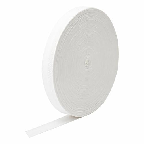 45 Meters 25mm Cotton Twill Tape Cotton Bias Binding Tape Webbing Tape | Cotton Webbing, Bunting Tape, Ribbon Herringbone, for Sewing Dressmaking, Alteration Craft, Knitting Apron, Garment,White