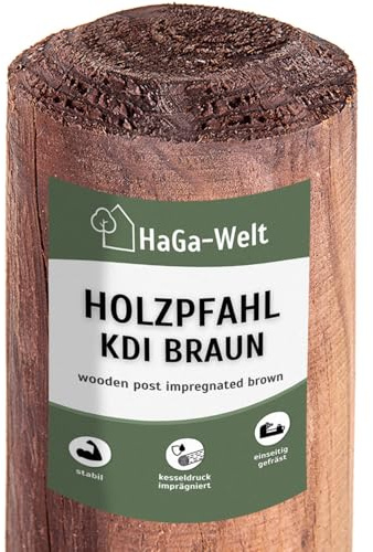 HaGa 5 Stück HaGa® Trästolpe, trädstolpe, staketstolpe, 6 cm Ø x 175 cm, höjd av furu, st. – 175 cm – staketkonstruktion – väderbeständig