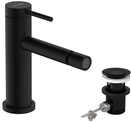 hansgrohe Tecturis S - Mitigeur bidet avec tirette et vidage, Robinet bidet, Robinet de salle de bain avec hauteur sous bec 100 mm, Noir mat, 73201670