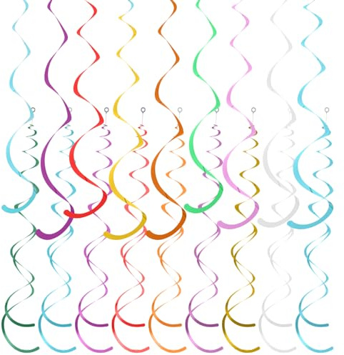 36 Pezzi Decorazioni Colorate Ricciolo Feste Ricciolo a Soffitto Ornamenti Appesi Stelle Filanti in Plastica Decorazione per Compleanno Matrimoni Anniversari Laurea Celebrazioni