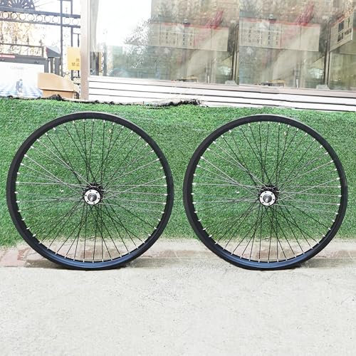 DONSP1986 26 inch x 1.85 Heavy Duty Bike Rim Wheel Set, 12 Gauge 48 Spokes Wheelset, Double Wall Aluminum Alloy 26 Bicycle Wheels Rims (Front & Rear) (Black) Disc Brake