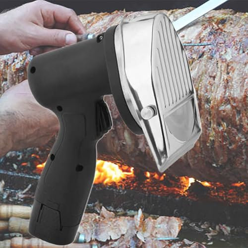 Beachtiful Cuchillo Shawarma inalámbrico Cortador de Kebab Turco Cortador Giroscópico Comercial inalámbrico de Acero Inoxidable con 2 Cuchillas 100 mm Espesor Ajustable 0-8 mm