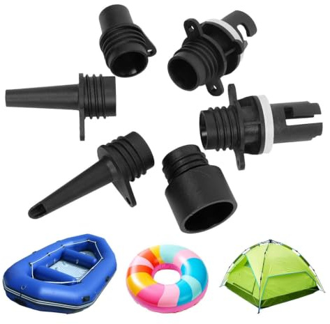 Pumpadapter för gummibåt, 6 stycken uppblåsbara adaptrar, luftpumpomvandlare, Boston-ventil, konventionell luftpump, fäste för paddleboard, simringar, kanoter, kajaker, luftmadrasser