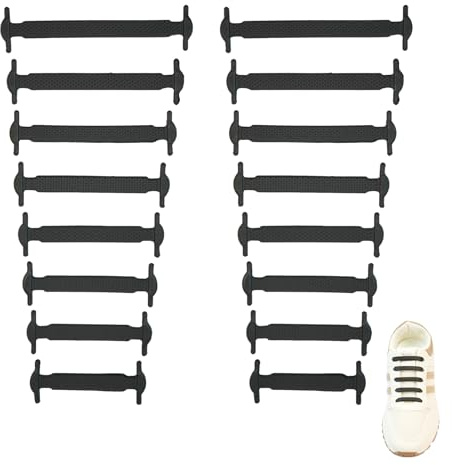 SUBAUM No Tie Lacets Chaussures pour Adultes et Enfants,Lacet en Silicone Élastiques Sans Nœud,Facile Lacets Sans Laçage pour Baskets,Chaussures de Running,Sneakers et Bottes,Noir