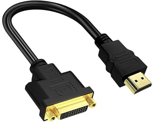 Bi-Directional HDMI to DVI Cable Adapter,Male HDMI to Female DVI-I Dual Link Converter-1ft/0.3m Cable for Monitor,TV,PC,Projector-Supports 1080p Full HD 60Hz-Gold-Plated Connectors