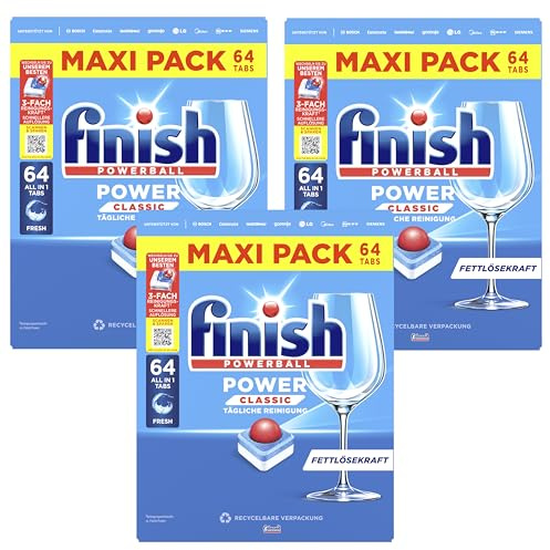 Finish Power Classic - Pastiglie per lavastoviglie Maxi Pack, 192 Finish Tabs (3 x 64 pastiglie)