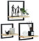 Walasis Schwarz Wandregal Metall für Wohnzimmer: 3er Set Quadratische Regal Wand Modern Wanddeko Regale für Wände Wandboard für Schlafzimmer Badezimmer Ecke