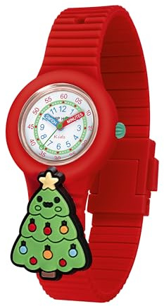 HIP HOP, Collezione PINTASTIC!, Orologio per Bambini, con Quadrante Didattico e Lancette Colorate, Cinturino in Silicone, Personalizzabile con 5 Elementi Decorativi a Tema Natale Inclusi, Idea Regalo