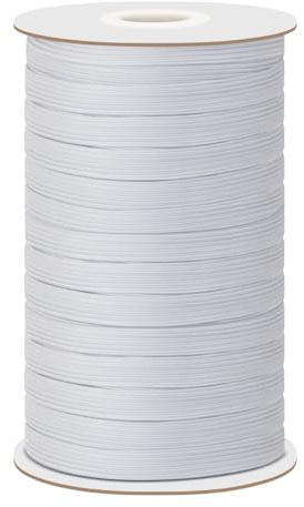 VINATO Sömnadsband 10 mm × 50 m, rullar i vitt elastiskt band för byxmidja, gör-det-själv-sömnad och textilhantverk