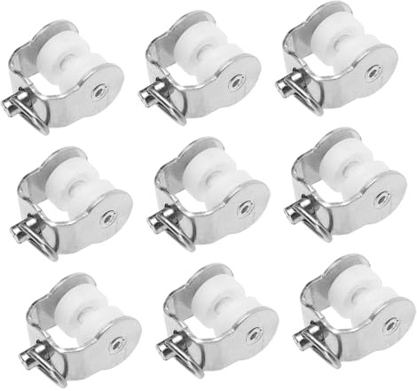 DOITOOL 20 piezas Ruedas para Riel de Cortina de Metal Rodillos Deslizantes para Cortinas y Visillos Poleas con Gancho Resistente y Suave para Rieles Rectos y Curvos