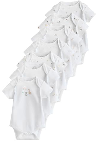 NEXT Nyfödda unisex Kortärmade babybodys 7-pack White Character 56
