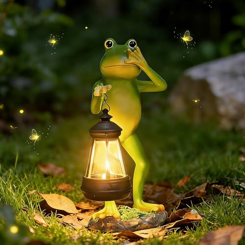 LYPPUL Statue de grenouille solaire - Décoration de jardin pour l'extérieur - Grenouille solaire - Décoration de jardin - Cadeau pour décoration de cour, balcon, cadeau de jardin