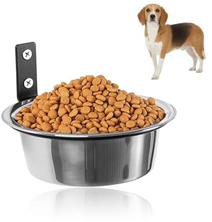 Wall Mounted Dog Bowl, Stainless Steel Hanging Pet Bowl Foldable Food and Water Bowls Anti-Roll for Dog Cat Bird Guinea Pig Rabbit Silver 20 * 8 cm