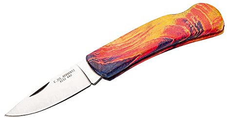 Herbertz Taschenmesser, Stahl AISI 440, Nagelhau, Back Lock, eingefärbte Wurzelholzschalen, jedes Messer ein Unikat, scharfes Klappmesser & Outdoor-messer für Camping, Wandern oder Jagd