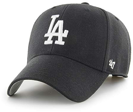 '47 MLB Los Angeles Dodgers MVP Unisex-Baseballkappe, Verstellbar, Hochwertiges Design und Verarbeitung, White Logo, Black