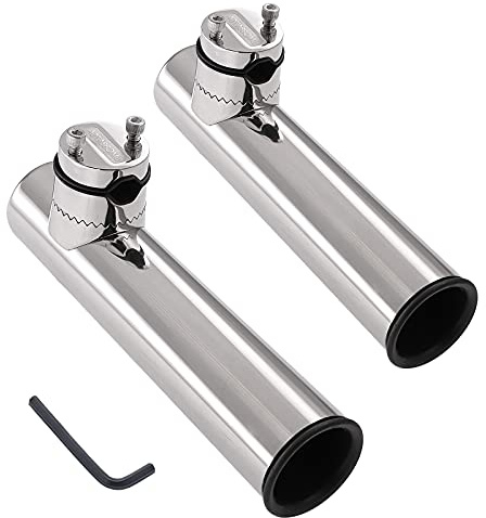 Geloo Lot de 2 Supports de Canne à pêche en Acier Inoxydable 360 Degrés pour Fixation sur Rails 18mm-26mm