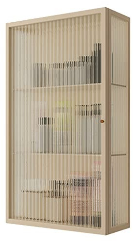 Beige 60 * 35 * 15cm Hängeschrank Wohnzimmer & Schlafzimmer Eintüriger Glasschrank Küche & Badezimmer Schrank Wandschrank