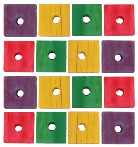 Mipcase Parrot Bite Toy Diy Wood Chip Set 50 Pieces Mixed Colors, Natural Wooden Bird Chewing Blocks for Cage Play, Educational Chew Toy for Parrots and Birds