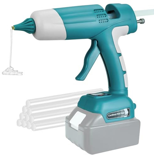 panthem Pistola de pegamento caliente inalámbrica de 100 W, compatible con batería Makita de 18 V, pistola de pegamento digital con 10 barras de pegamento, pistola de pegamento para manualidades,