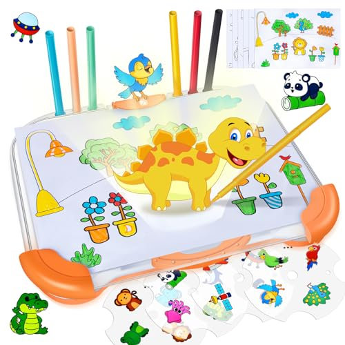 JONRRYIN Zeichenprojektor für Kinder - Zeichnen Lernen, Kreatives Zeichnen und Malen für Kinder 3+ Jahre, Zeichenbrett Zeichenset mit 64 Motiven, Projektor Maltafel, Geschenke für Jungen und Mädchen