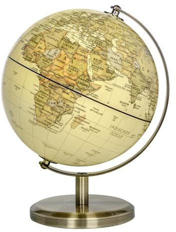 Exerz 14cm Antiker Globus- Deutsche Karte - Metallbasis Bronzierte Farbe