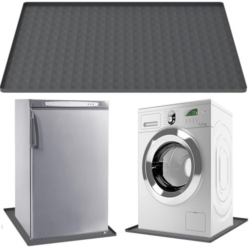 Fridge Silicone Mat with 0.8Inch Raised Edge 60 x 60cm Anti-Slip Washing Machine Mat Floor Protector Prevent Water Leakage/Floor Damage from Elecrical Equipment Such as Fridge Wine Cabinet (Grey)