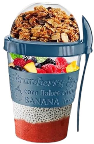 Pro Home Yogurt Pot With Spoon & Lid 20oz/600ml BPA Free Reusable Airtight Dishwasher Safe On The Go Yoghurt Pots Muesli Cereal Cup Containers Overnight Oats Jar Storage (Glacier Teal)