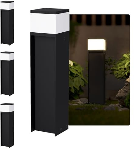 SSC-LUXon ZAVO 4er Set Pollerleuchte Lichtsäule Wegeleuchte Standleuchte schwarz IP44 - Gartenlampe Wegelampe für draußen 230V