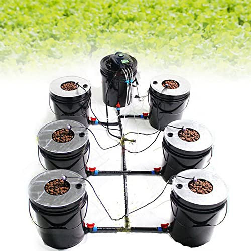 DSYOGX Hydrokultur DWC Grow System Kit, 7 Bucket Hydroponische Eimer Kit, 20L/Bucket Indoor Hydroponic Anzucht-System, Tiefwasser-Kultur Kit Hydroponisch mit Luftpumpe