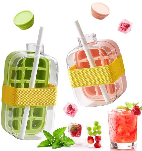 2 stampi per cubetti di ghiaccio, bottiglie di ghiaccio con vassoio, stampi per cubetti di ghiaccio, produzione e servire, senza toccare il ghiaccio, 800 ml e 500 ml, contenitore per cubetti di