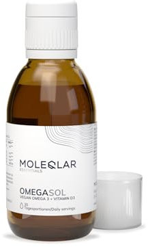 MoleQlar Omega 3 Algenöl - Vegan und mit Vitamin D aus marinen Mikroalgen - 2100 mg Omega 3-Fettsäuren und 800 I.E. Vitamin D pro Portion - Zertifizierte Reinheit
