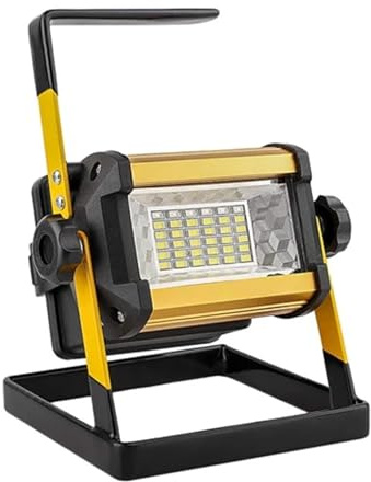 Focos para exteriores, Luz de inundación de 50W, reflector LED portátil for exteriores, proyector recargable, lámpara de construcción(50W without battery_A)