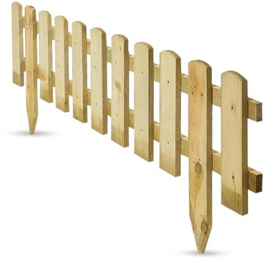 KKTECH Wooden Fence Panel - 1 Pc Picket Fence Panel | Garden Borders Edging | Wooden Garden Edging, Picket Fence Edging, Small Fence Border, Decorative Wooden Edging for Lawn & Flower Beds