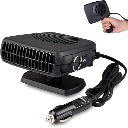 TIMEMEET Portable 12V Car Heater, That Plug into Cigarette Lighter, 150W Anti-Fog Window Defroster, 2 in 1 Fast Heating Cooling Automobile Heater Demister Vehicle Fan Suitable for Small Vehicles