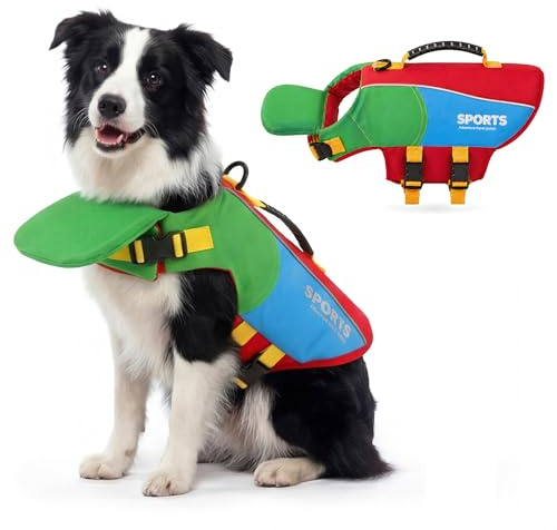 PAIDEFUL Gilet de sauvetage pour chiens, gilet de sécurité, pour chiens de petite taille, chiens de taille moyenne, chiens de grande taille, natation, océan, rivière, support pour le menton, comprend