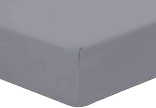AmigoZone Plain Pollycotton Fitted Sheet Single, Double, King & Super King (Pillow Pair, Gray)