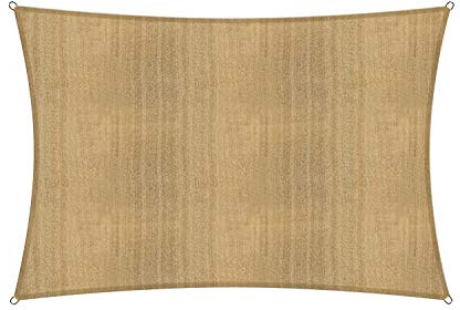 Lumaland Sonnensegel Rechteckig | 2 x 3 Meter | Wetterbeständiger Sonnenschutz inkl. Befestigungsseile | Terrasse, Garten & Balkon Schattenspender aus HDPE mit UV Schutz [Sand]