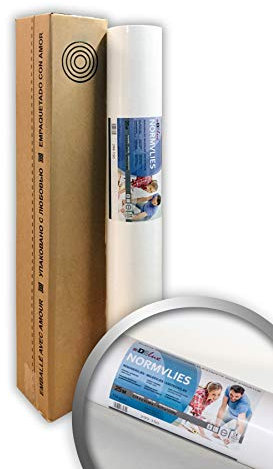 Profhome NORMVLIES 150 g Öko Renoviervlies Glattvlies Malervlies glatte überstreichbare Vliestapete umweltschonend nachhaltig weiß | 18,75 m2 25 Meter Rolle FSC® MIX Nr. TSUD-COC-001718-KR