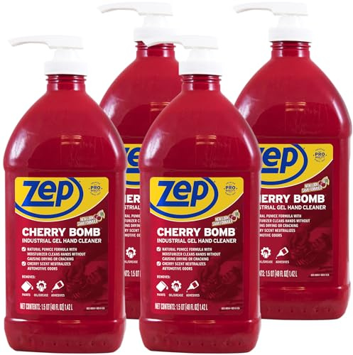 Zep Cherry Bomb Hand Cleaner 48 oz (Case of 4) - Volcanic Rock and Emollients - Perfect for mechanics and DIY'ers