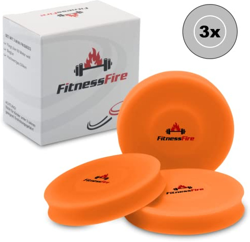 Set de 3 Mini Frisbee - El pequeño disco Frisbee vuela más de 60 metros - El nuevo deporte de moda - Alternativa al deporte Frisbee habitual - Naranja