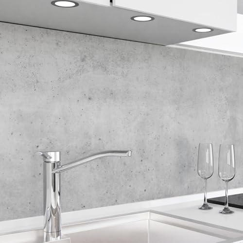 danario Küchenrückwand selbstklebend - Matt - Spritzschutz Küche - versteifte PET Folie - 0,4 mm - Beton - 60cm x 500cm